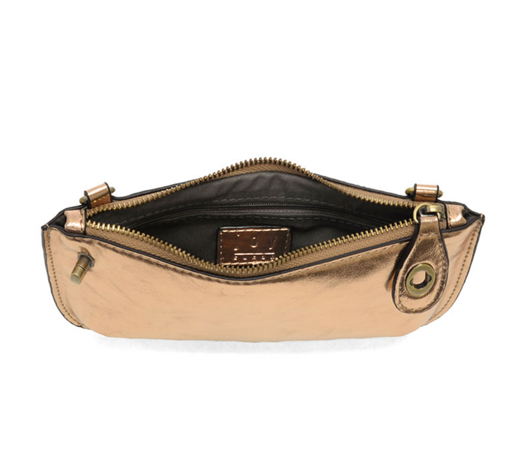 Joy Susan Liquid Metal Mini Crossbody Wristlet Clutch ~ Copper