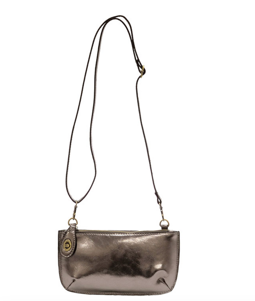 Joy Susan Liquid Metal Mini Crossbody Wristlet Clutch ~ Chrome