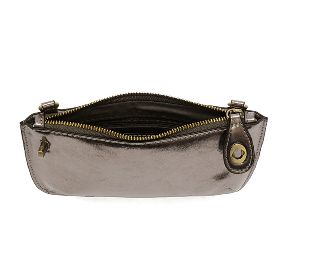 Joy Susan Liquid Metal Mini Crossbody Wristlet Clutch ~ Chrome