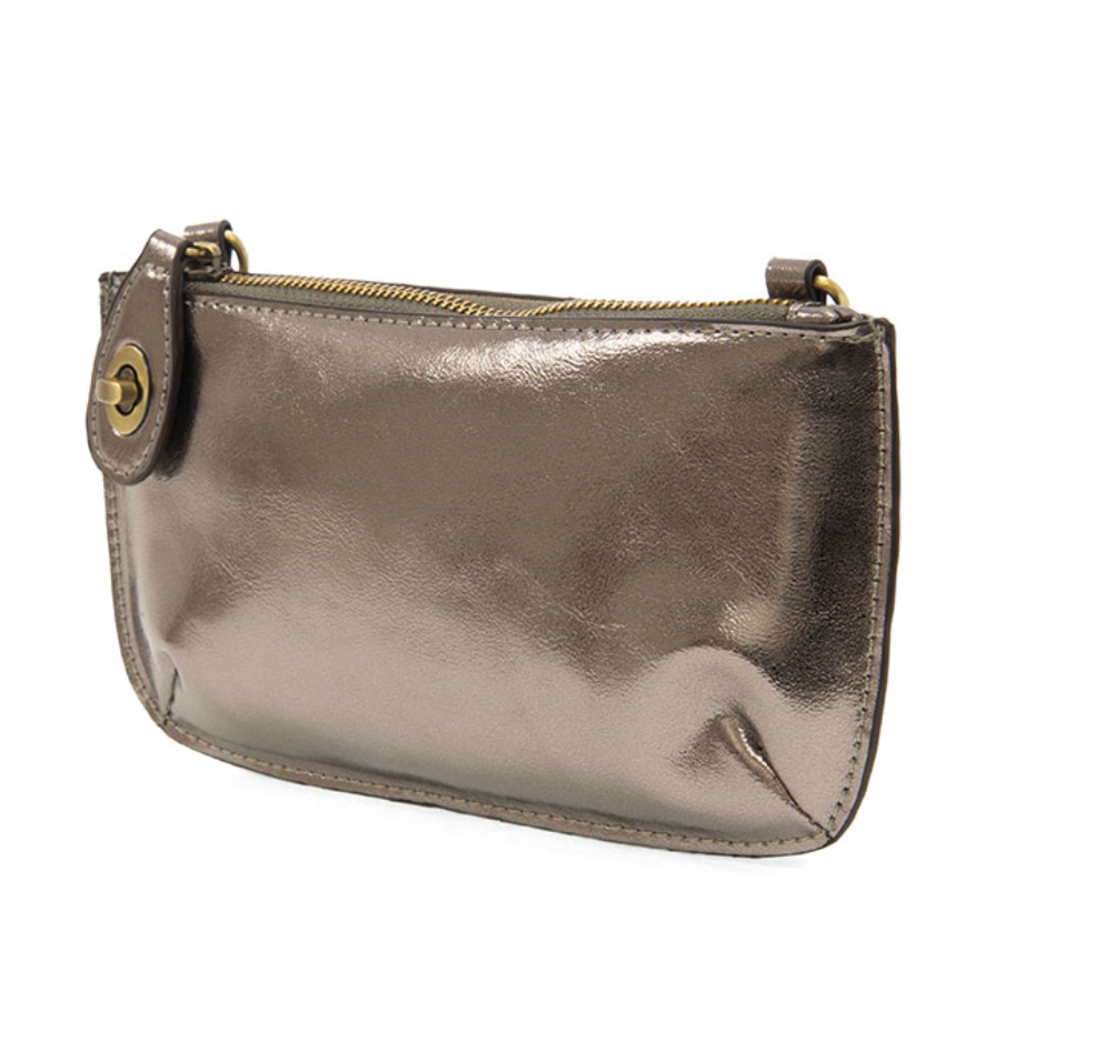 Joy Susan Liquid Metal Mini Crossbody Wristlet Clutch ~ Chrome