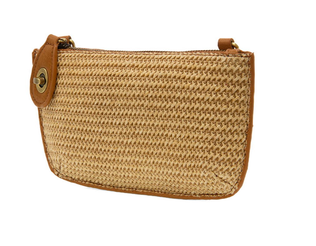 Joy Susan Straw Mini Wristlet Crossbody Clutch, Tan Solid