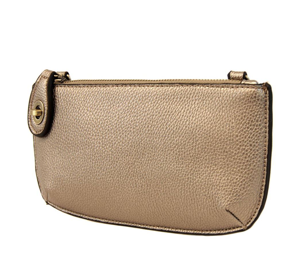 Joy Susan Mini Crossbody Wristlet Clutch ~ Metallic Light Bronze