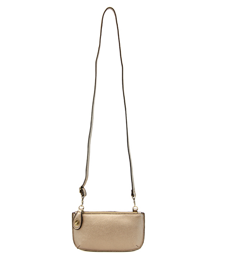 Joy Susan Mini Crossbody Wristlet Clutch ~ Metallic Light Bronze