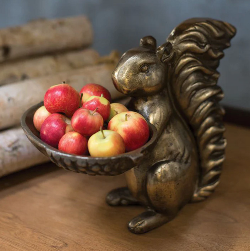 Squirrel Sculpture Bowl w/ Antique Gold Finish