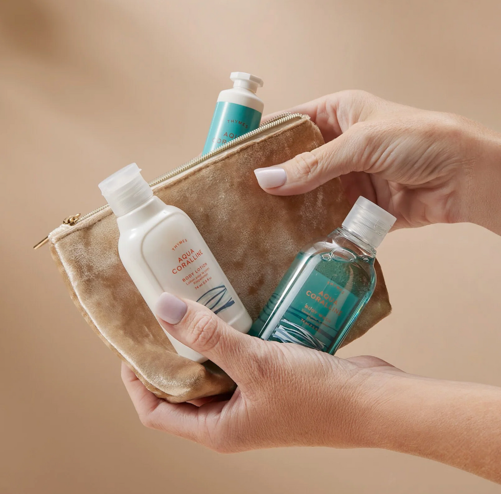 Thymes Aqua Coralline Travel Set with Beauty Bag