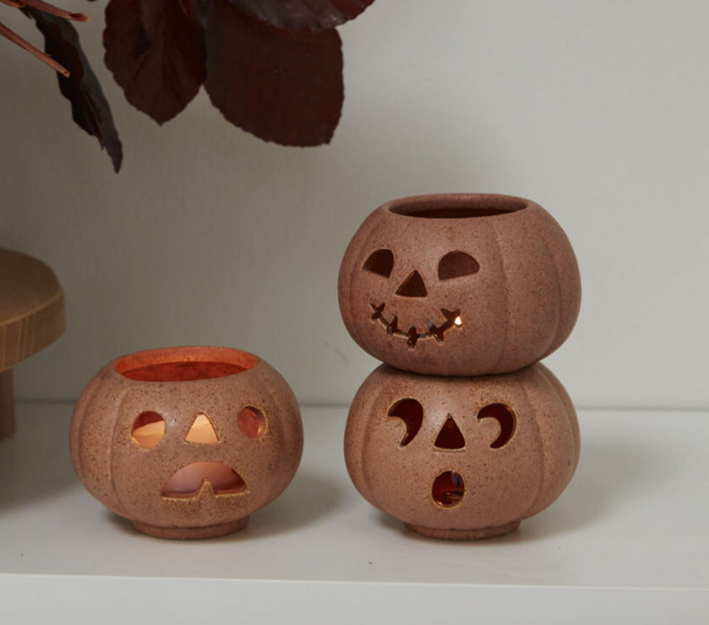 Orange Terracotta Jack O' Lantern Votive, 3 Styles