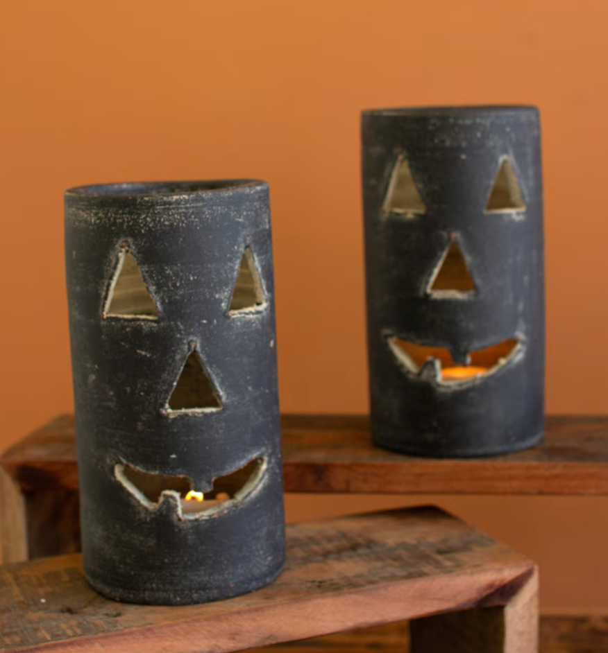 Black Clay Jack O' Lantern, 2 Sizes