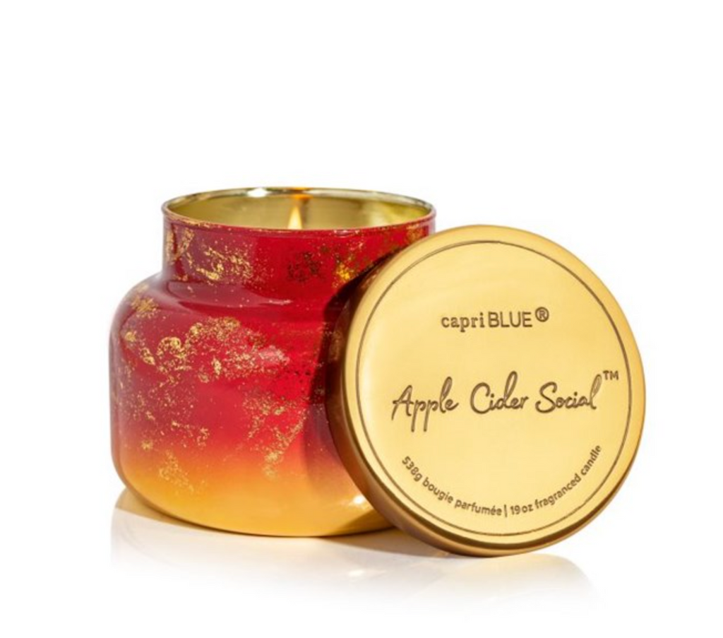 Capri Blue Apple Cider Social Glimmer Candle, 19 Ounce Signature Jar