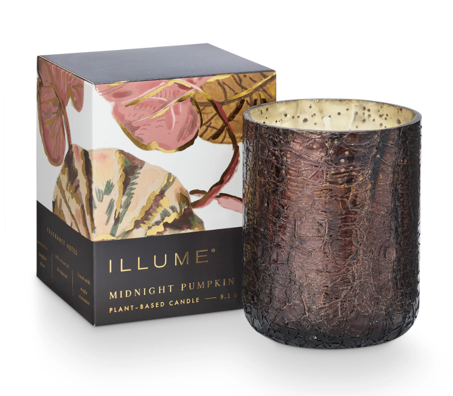 Illume Midnight Pumpkin Small Boxed Crackle Glass Candle