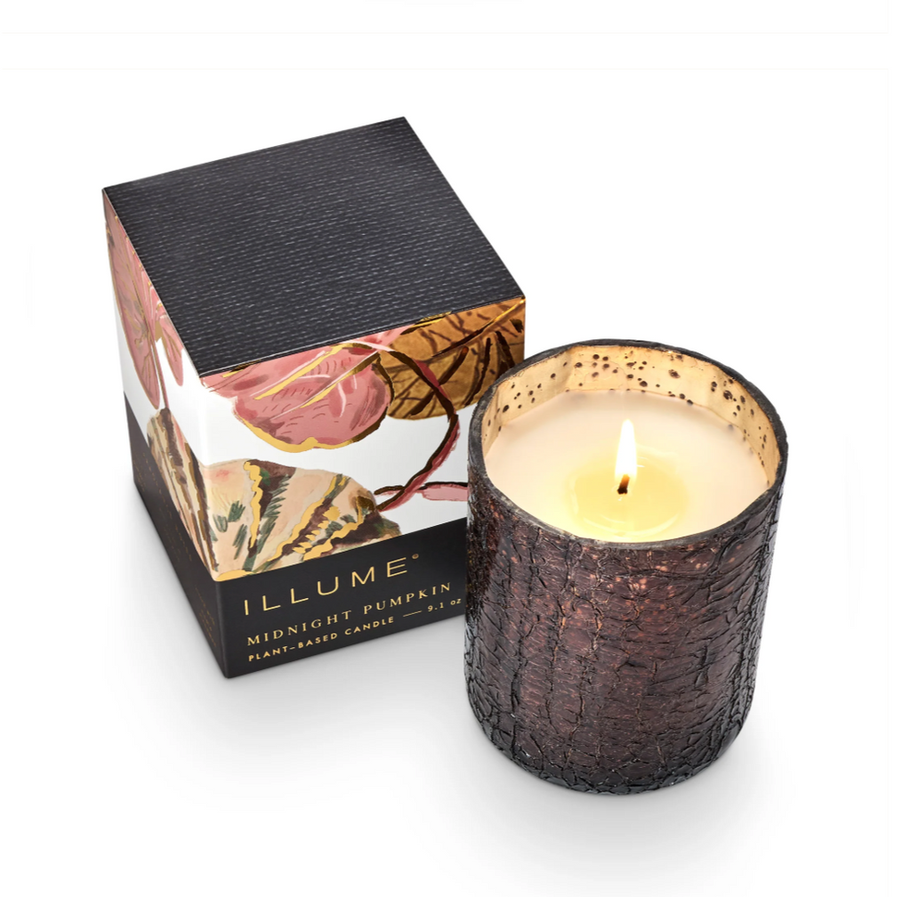 Illume Midnight Pumpkin Small Boxed Crackle Glass Candle