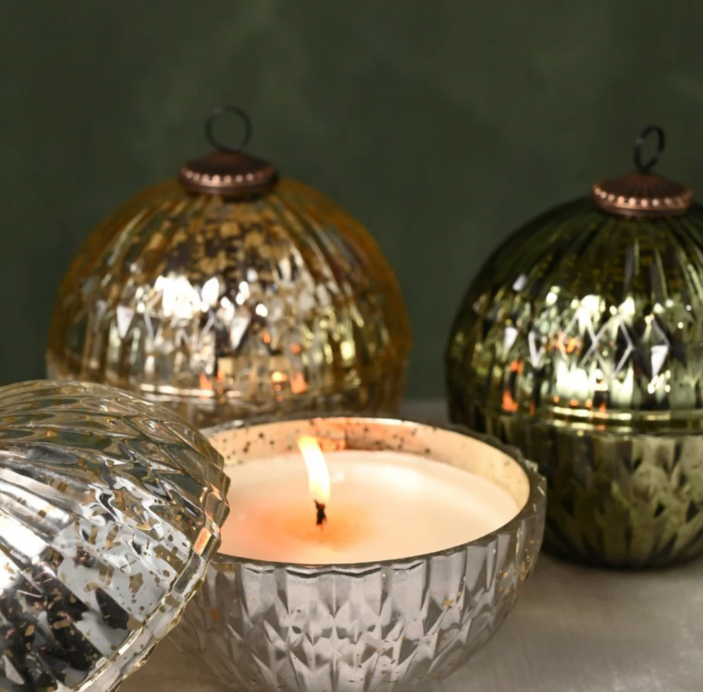 Illume Winter White Mercury Glass Ornament Candle, Gold