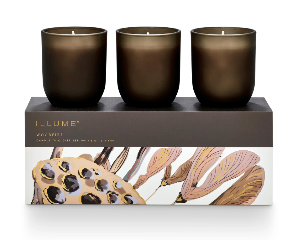 Illume Woodfire Candle Trio Gift Set