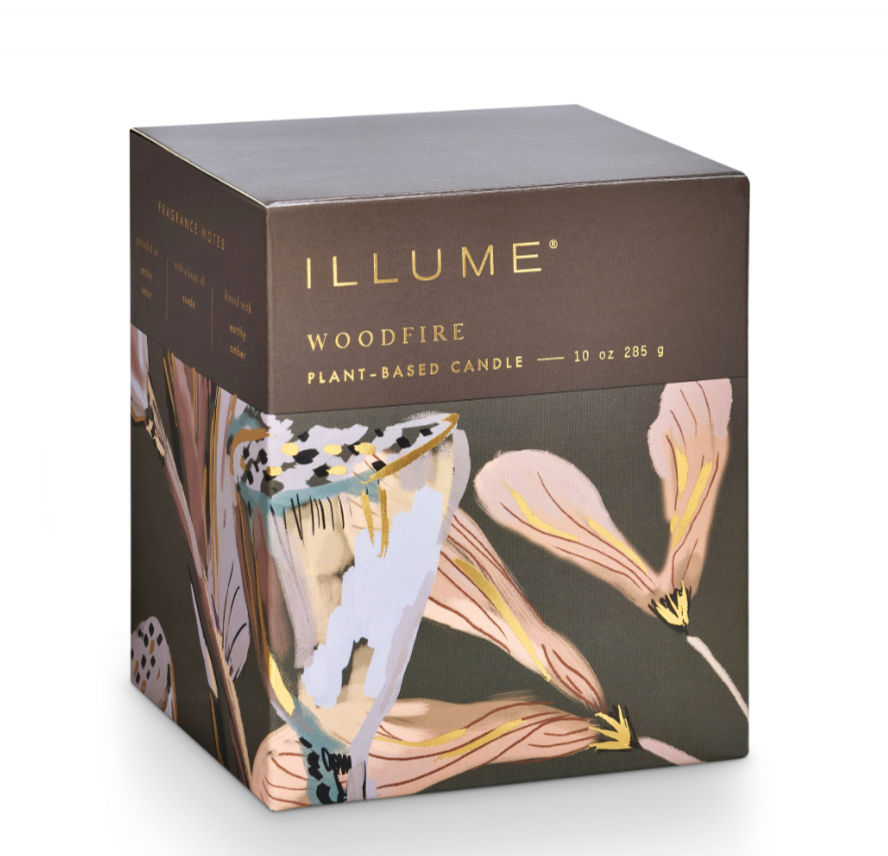 Illume Woodfire Refillable Boxed Glass Candle