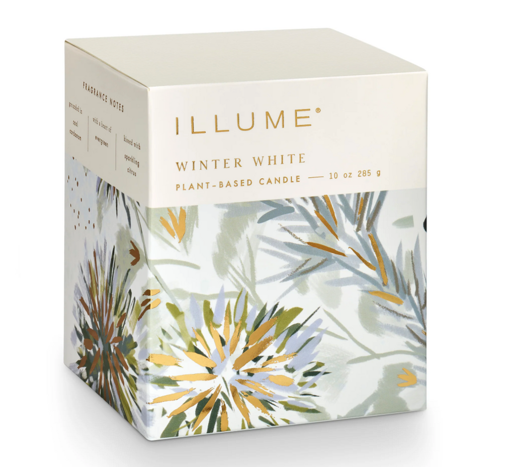 Illume Winter White Refillable Boxed Glass Candle, 10 Ounces