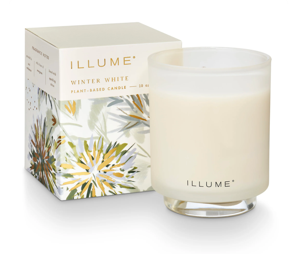Illume Winter White Refillable Boxed Glass Candle, 10 Ounces