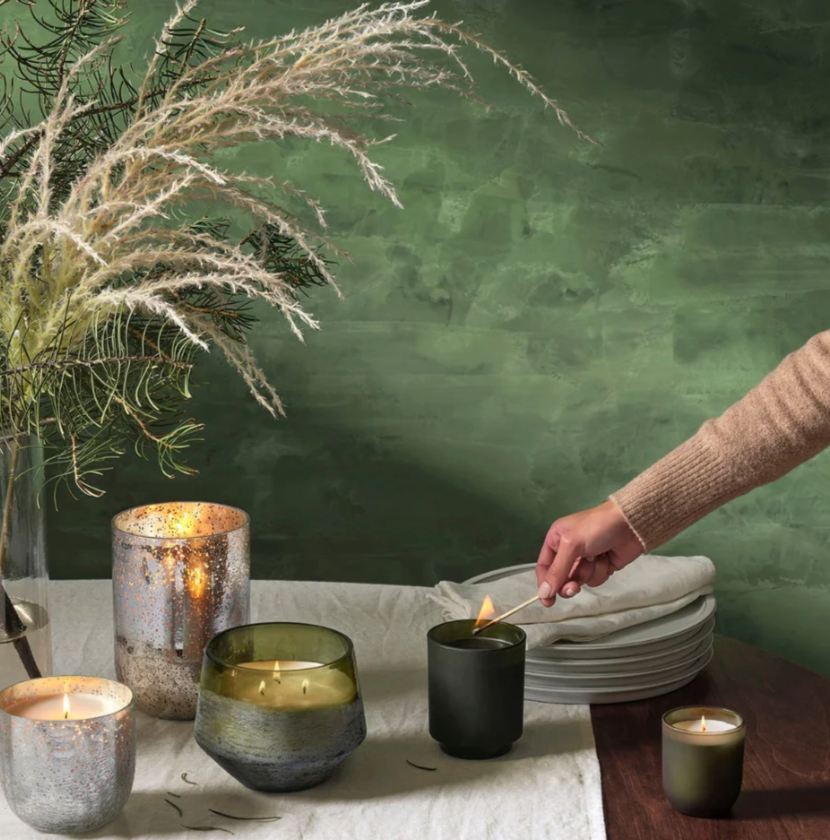 Illume Balsam & Cedar Large Crackle Glass Candle, 40 Ounces