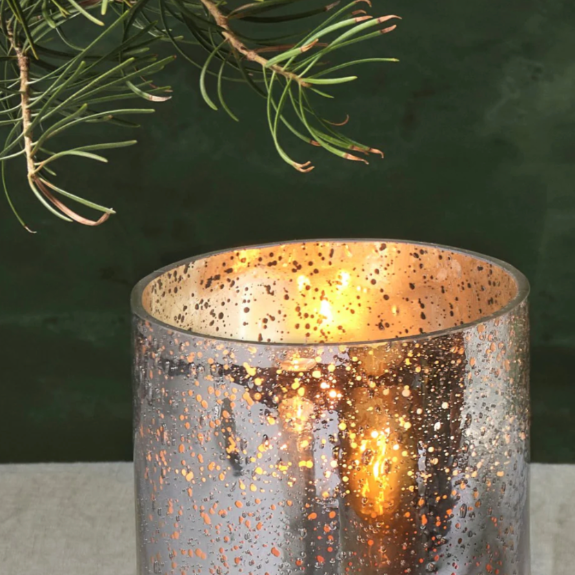 Illume Balsam & Cedar Large Crackle Glass Candle, 40 Ounces