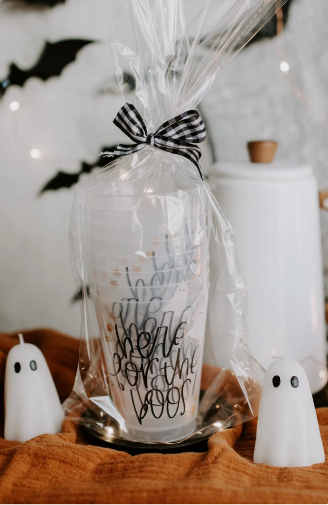 Frosted "Here for the Boos" Stadium Cups, Set of 8 (16 Ounces)
