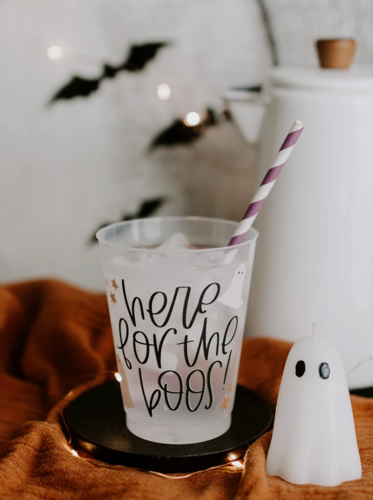 Frosted "Here for the Boos" Stadium Cups, Set of 8 (16 Ounces)