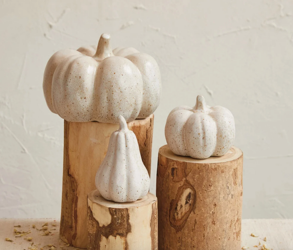 Stoneware Pumpkin, Cream Speckled, 3 Styles
