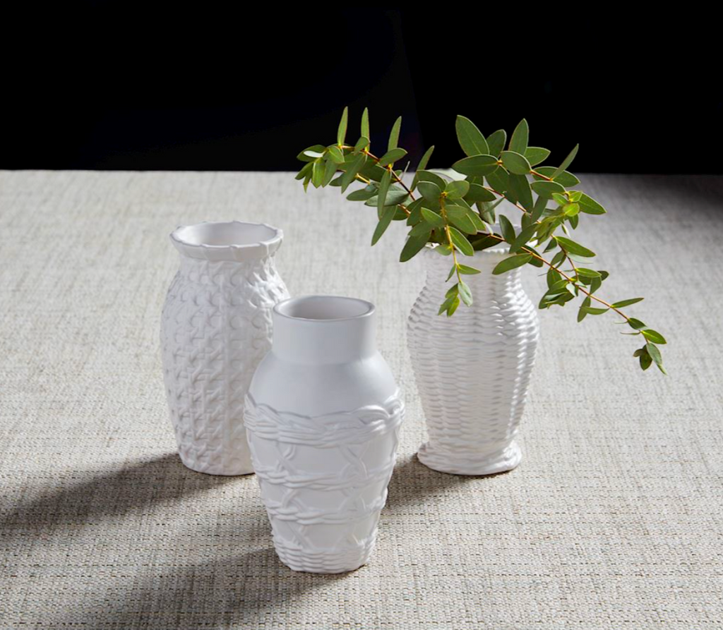 Ceramic Bud Vase w/ Basket Weave Design, 3 Styles
