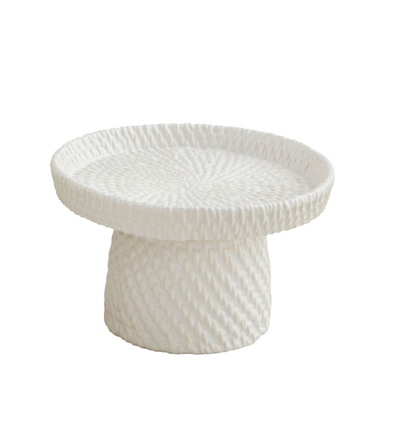 Ceramic Pedestal Server w/ Basket Weave Detail, 2 Sizes
