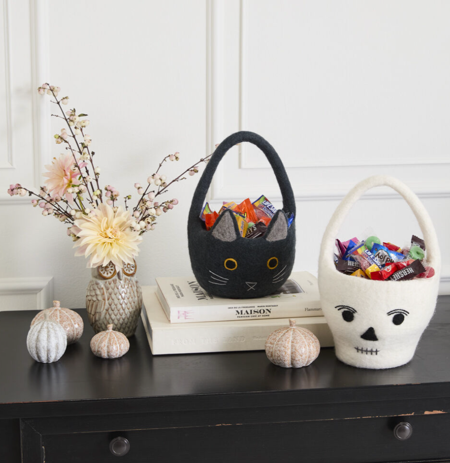 Wool Trick or Treat Basket, 2 Styles