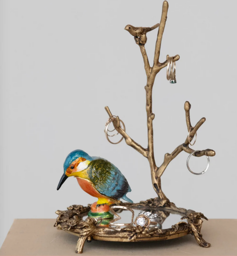 Enameled Metal Kingfisher Trinket Box