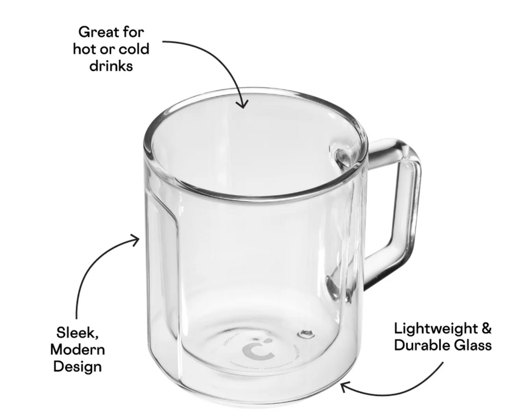 Corkcicle Clear Glass Mug - Double Pack, 12 Ounces