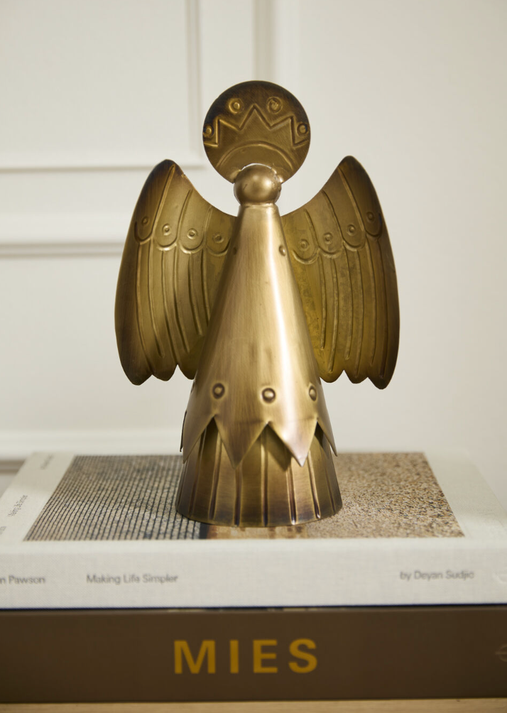 Pressed Metal Angel Figures w/ Gold Finish, 2 Sizes