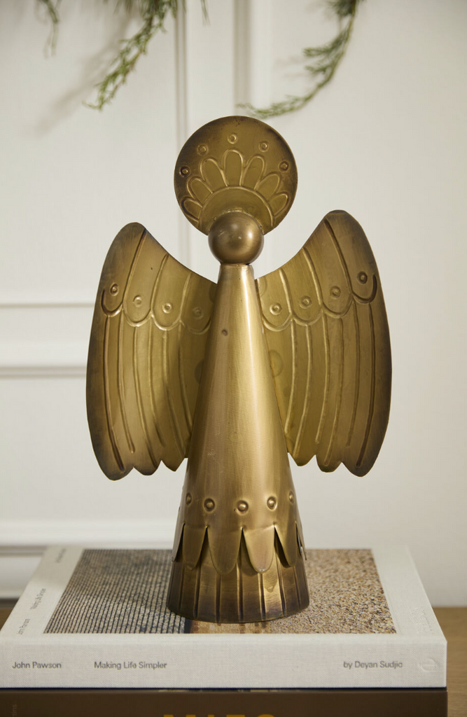 Pressed Metal Angel Figures w/ Gold Finish, 2 Sizes