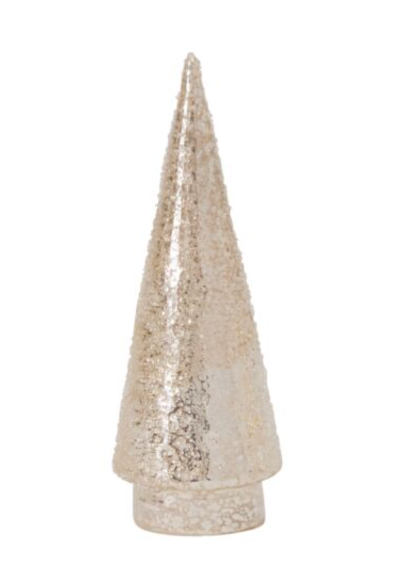 Textured Metallic Cone Shaped LED Tree, Silver, 2 Sizes
