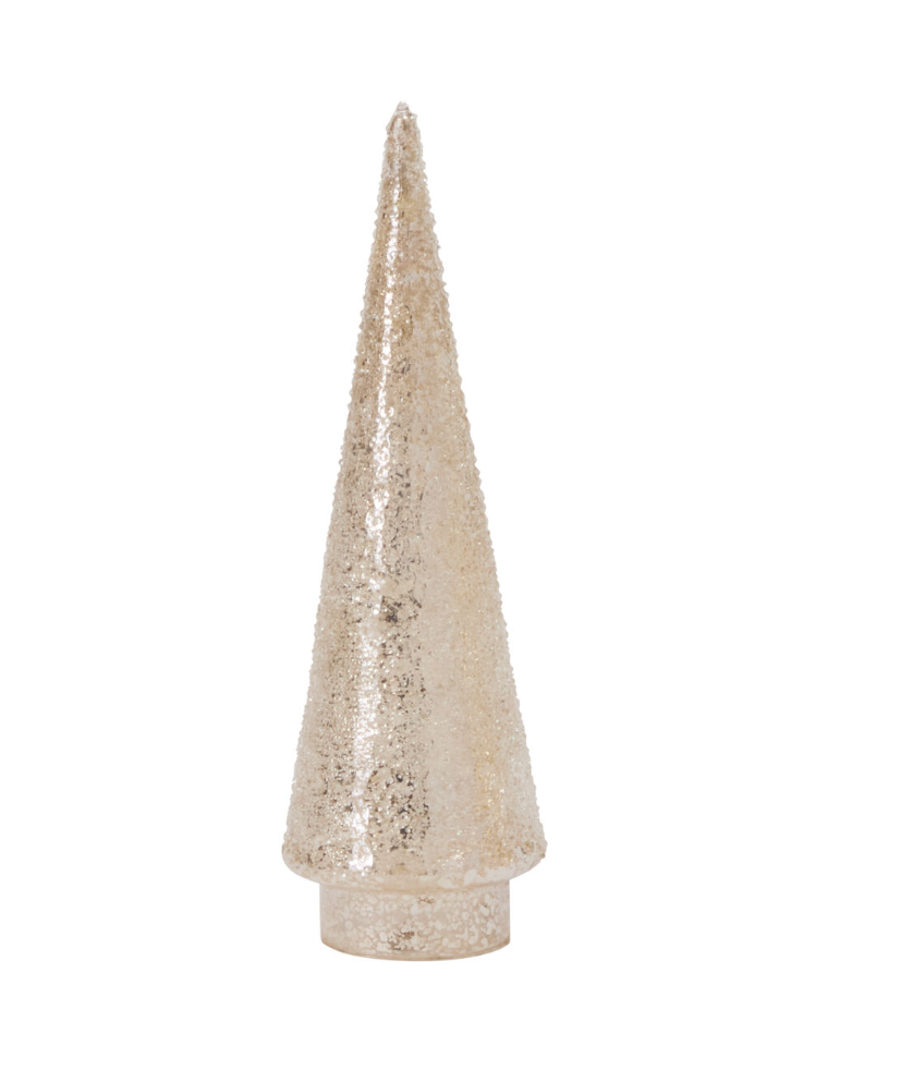 Textured Metallic Cone Shaped LED Tree, Silver, 2 Sizes