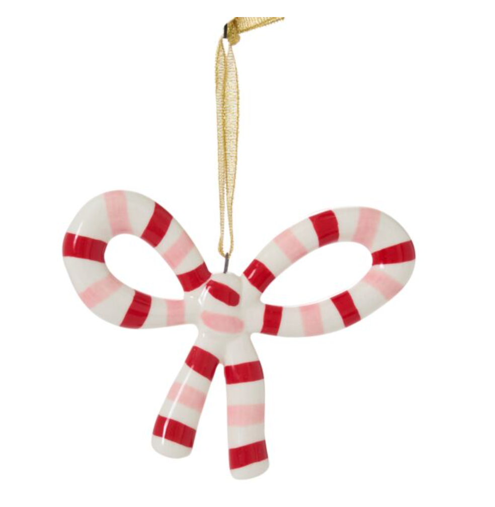 Hand Painted Ceramic Bow Ornament, 2 Colors