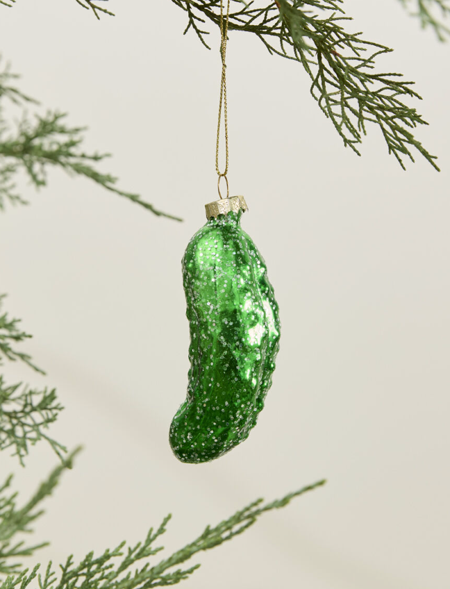 Hand Painted Glass Pickle Ornament