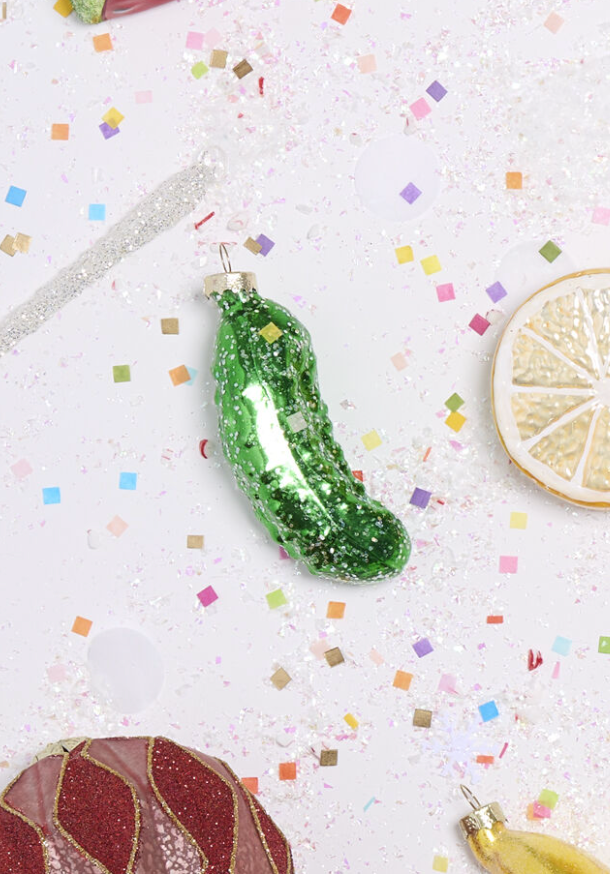 Hand Painted Glass Pickle Ornament