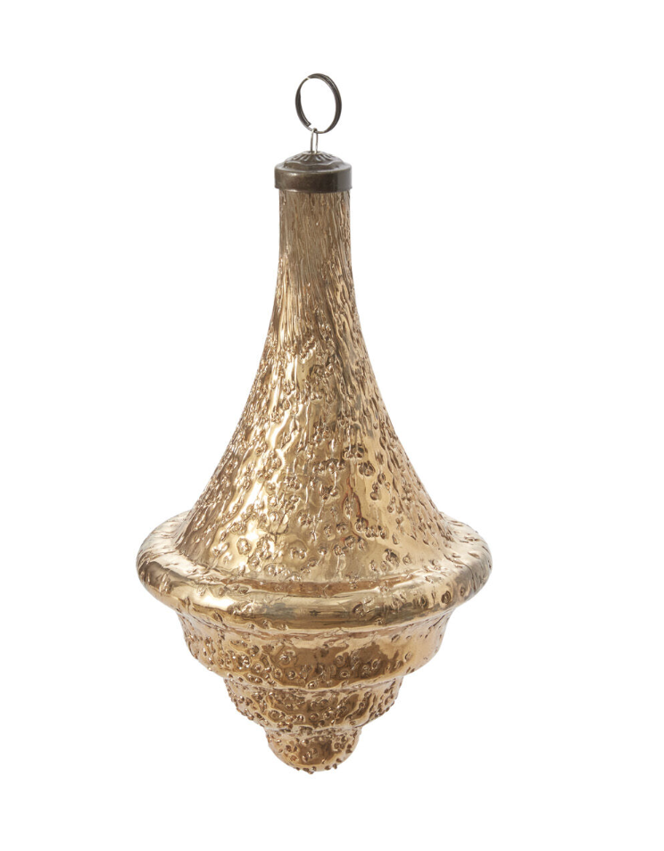 Gold Dimpled Finial Shaped Ornament, 2 Sizes