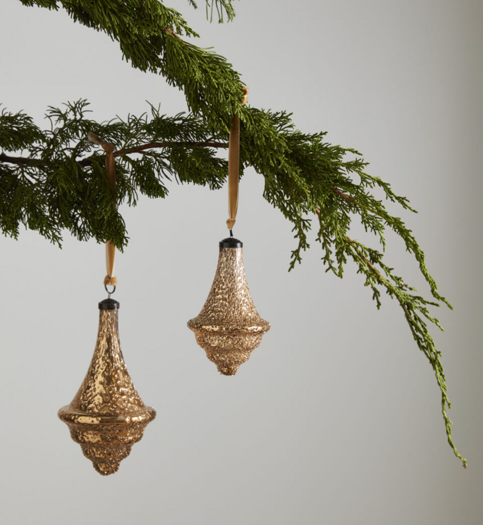Gold Dimpled Finial Shaped Ornament, 2 Sizes