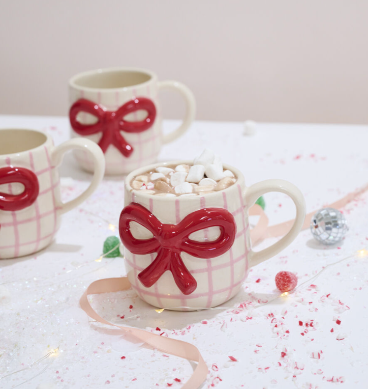 Ceramic Mug w/ Red Dimensional Bow
