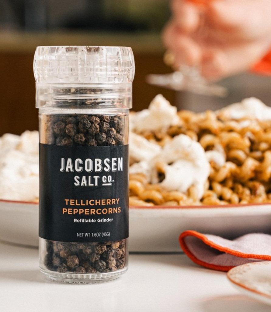 Jacobsen Salt Co. Tellicherry Peppercorns Refillable Grinder