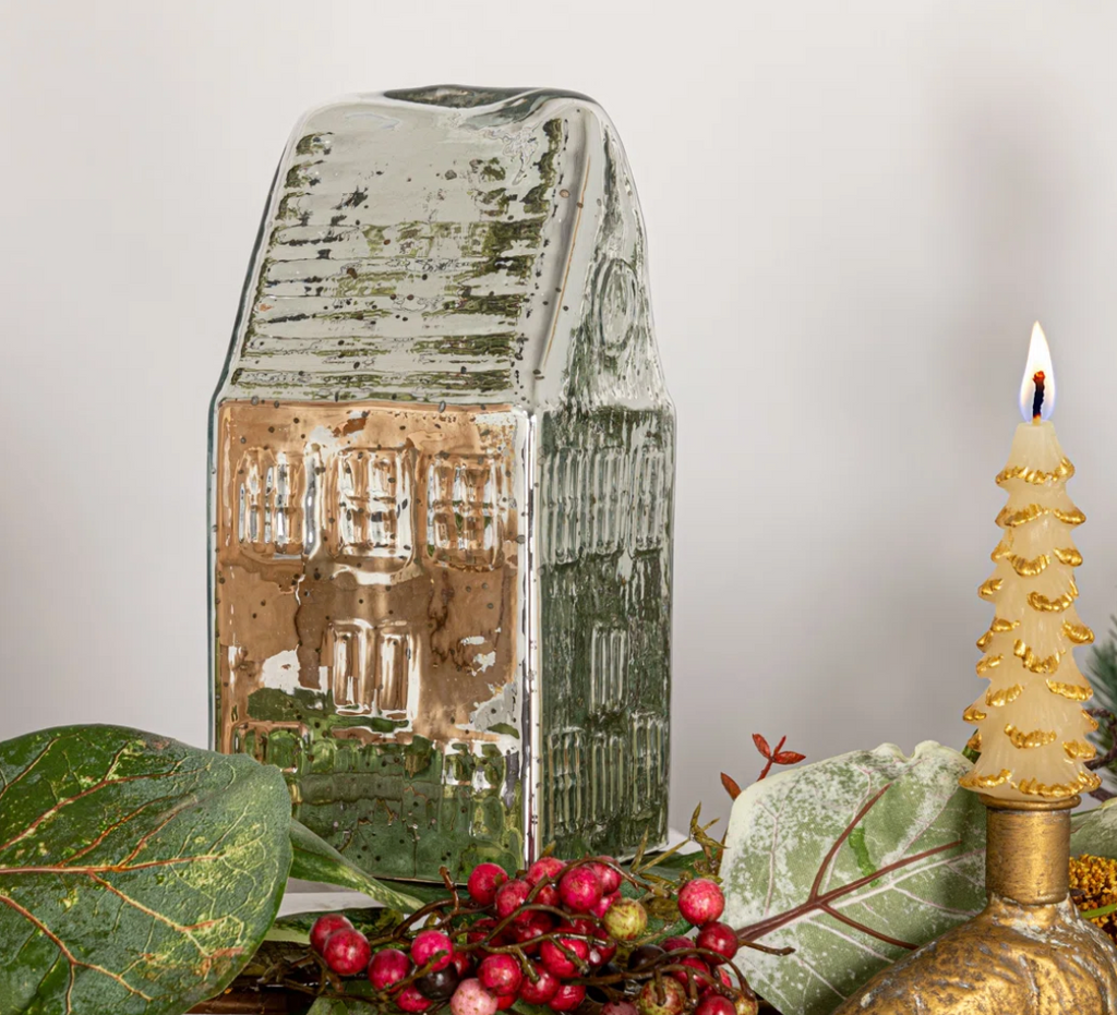 Mercury Glass House w/ Silver Finish, 2 Sizes