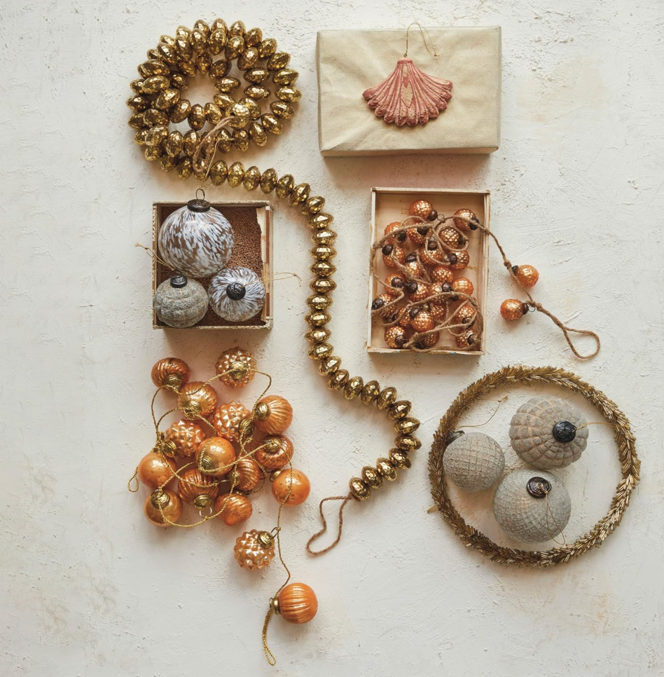 Hammered Metal Bead Garland w/ Brass Finish