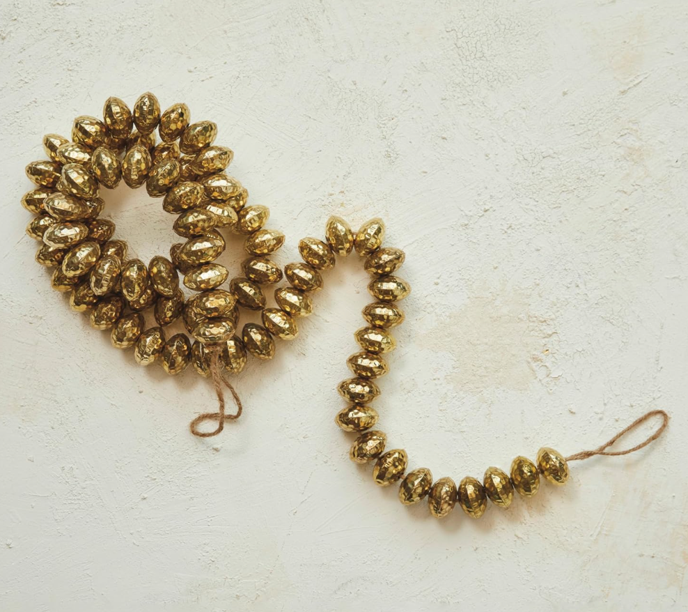 Hammered Metal Bead Garland w/ Brass Finish