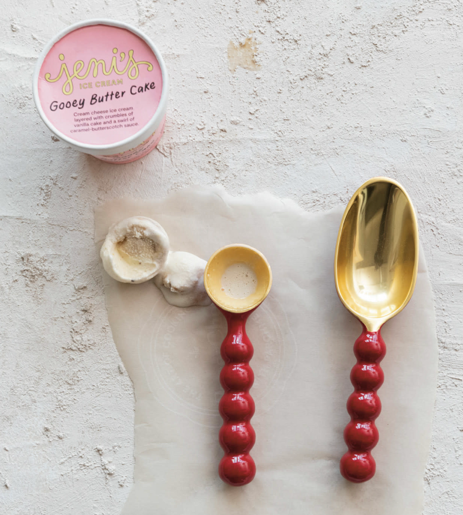 Aluminum Scoop w/ Enameled Finish, Red & Gold