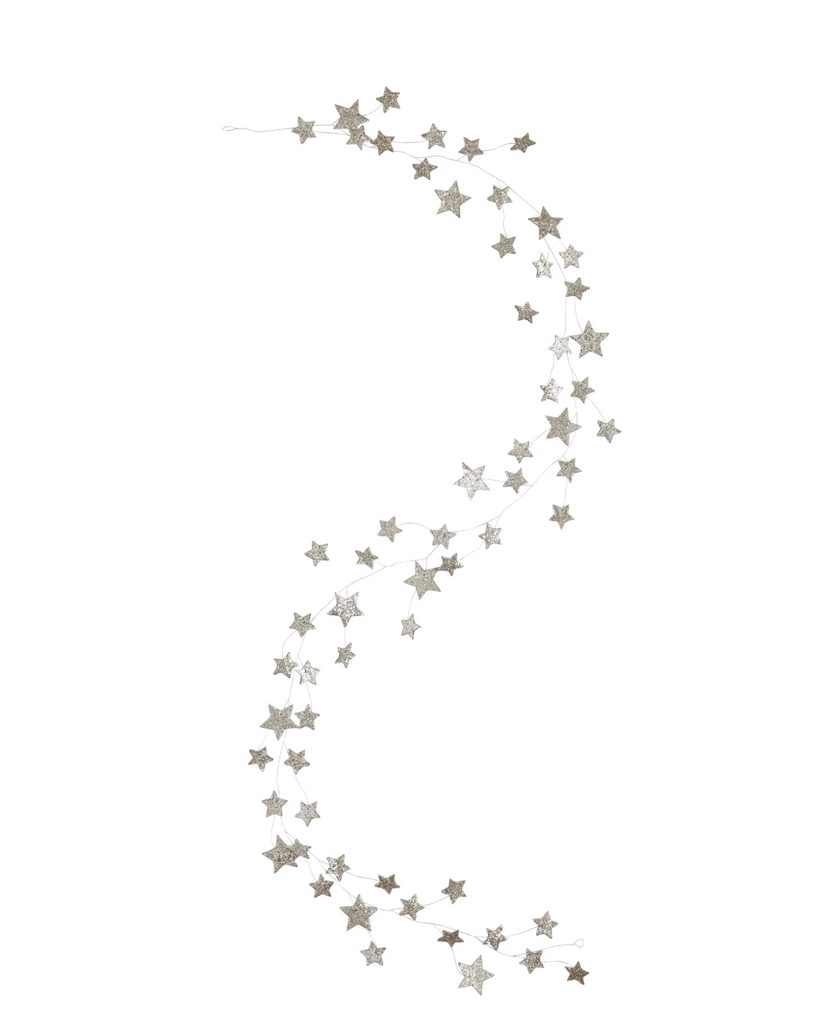 Star Garland w/ Glitter ~ Silver