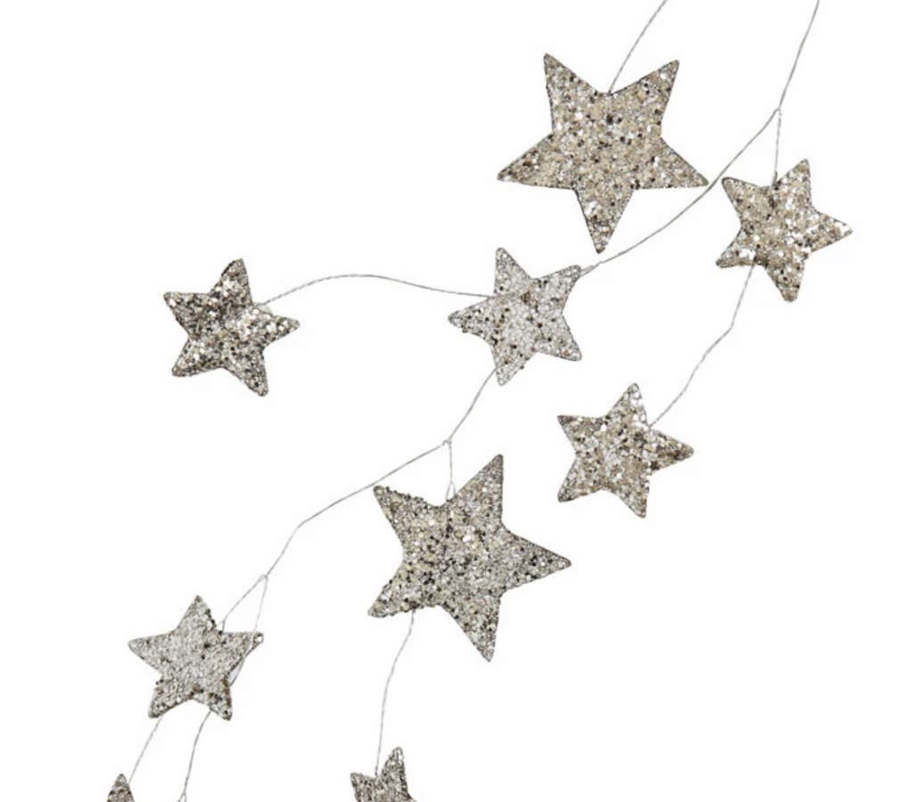 Star Garland w/ Glitter ~ Silver