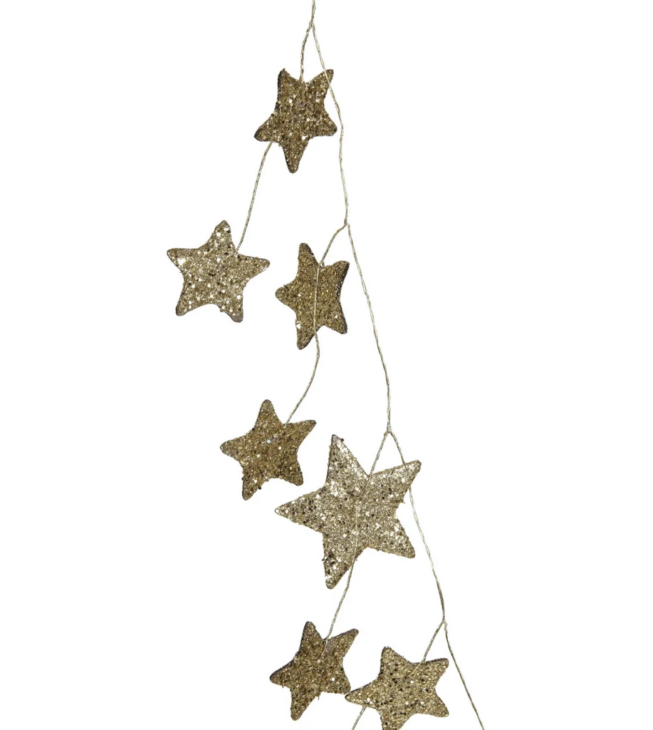 Star Garland w/ Glitter ~ Gold