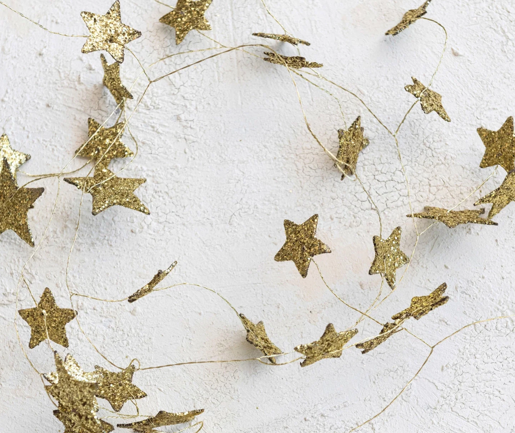 Star Garland w/ Glitter ~ Gold