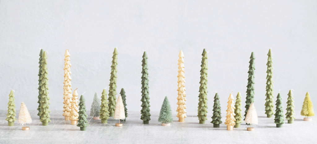 Tree Shaped Unscented Taper Candles, Set of 2 ~ Green