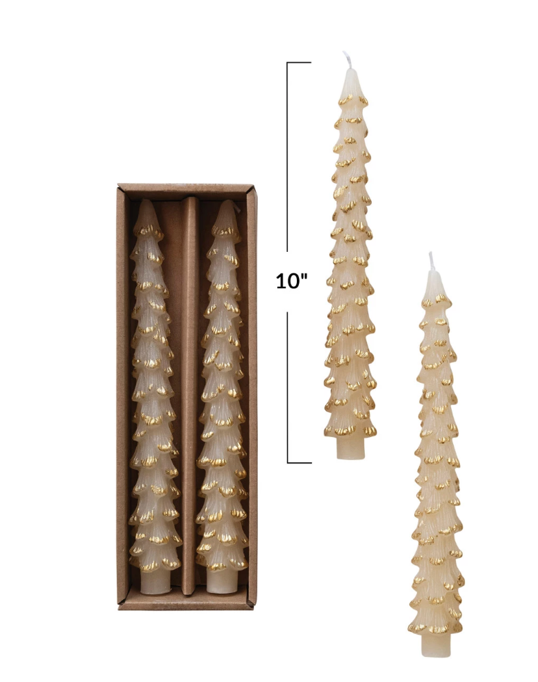 Tree Shaped Unscented Taper Candles, Set of 2 ~ Eggnog